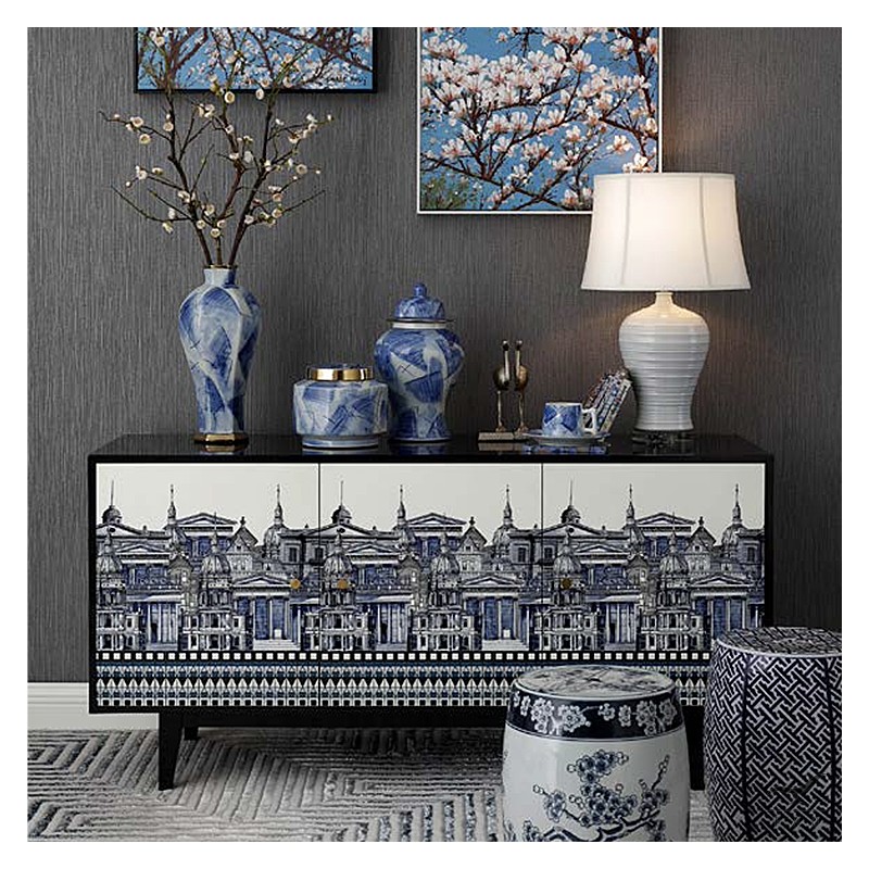 Italian Design Sideboard with Monument Print | Spacious Furniture Piece