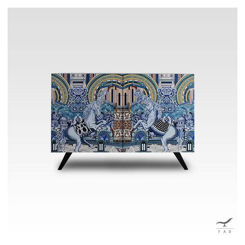 French-Inspired Sideboard with Classic Architecture and Symbolist Atmospheres