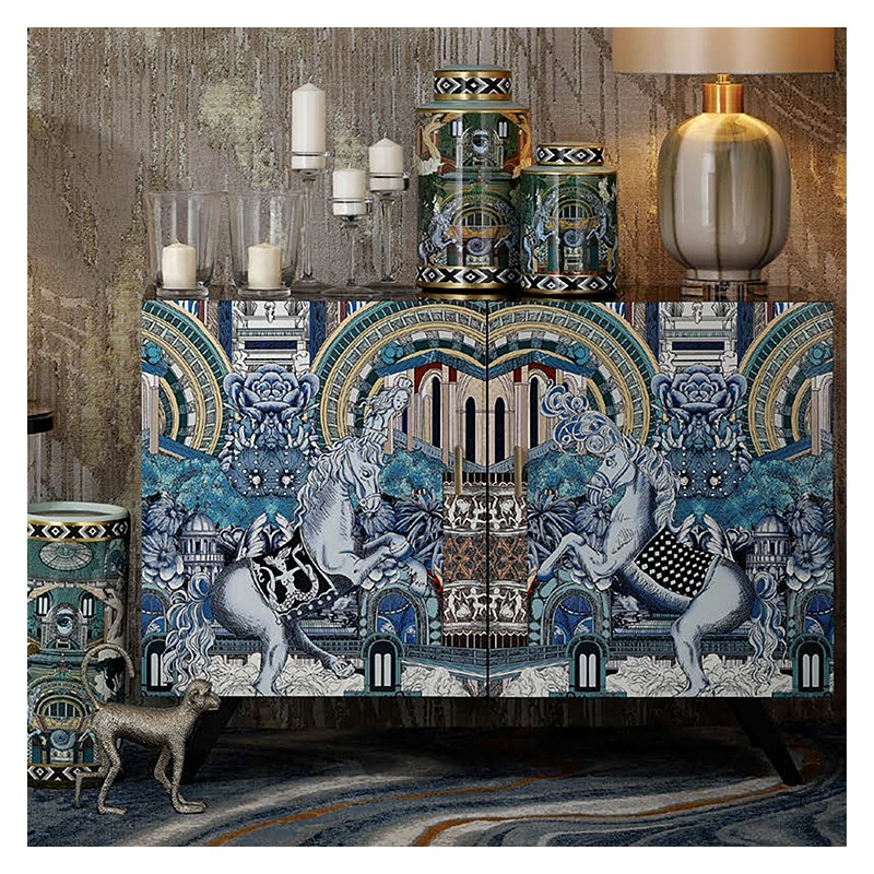 French-Inspired Sideboard with Classic Architecture and Symbolist Atmospheres