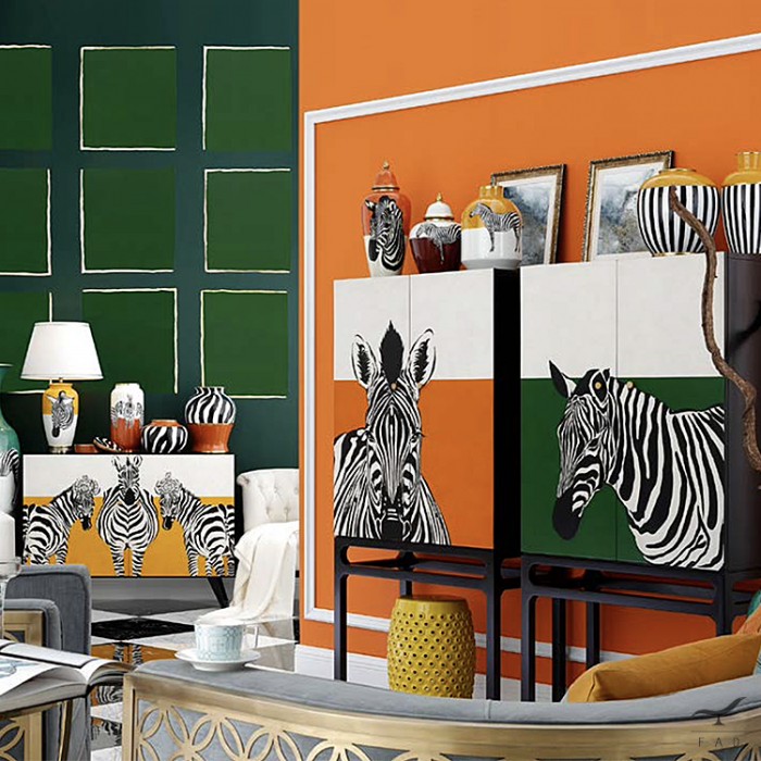 African Inspired Zebra Screen-Printed Sideboard | Eco-Friendly Furniture