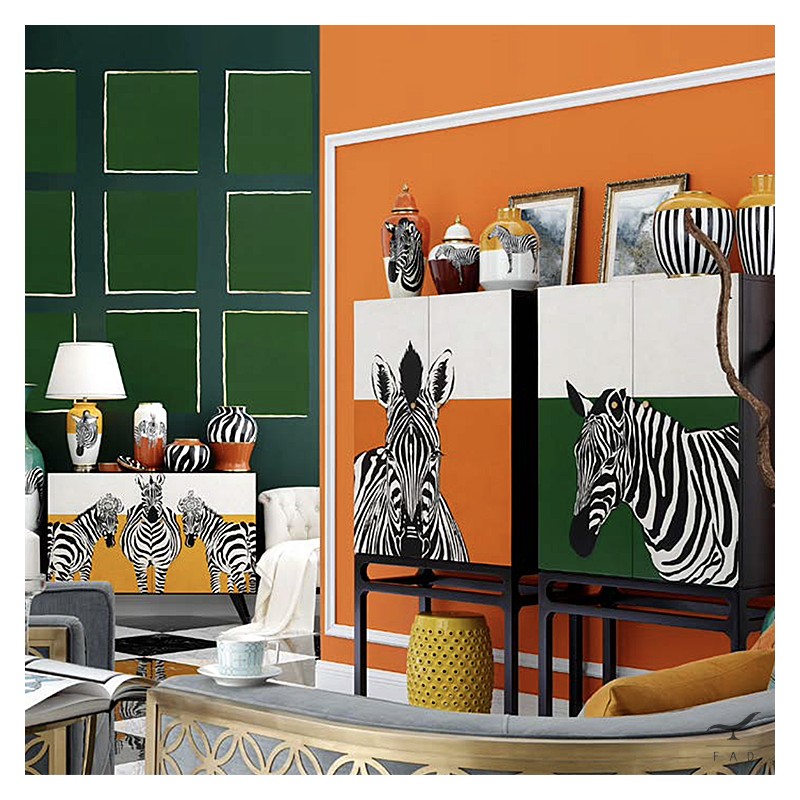 African Inspired Zebra Screen-Printed Sideboard | Eco-Friendly Furniture