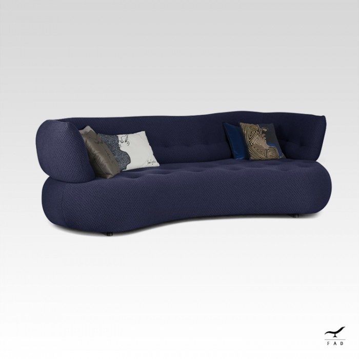 Elegant Crescent Design Sofa with Plush 'Mousse' Comfort | Black Metal Feet