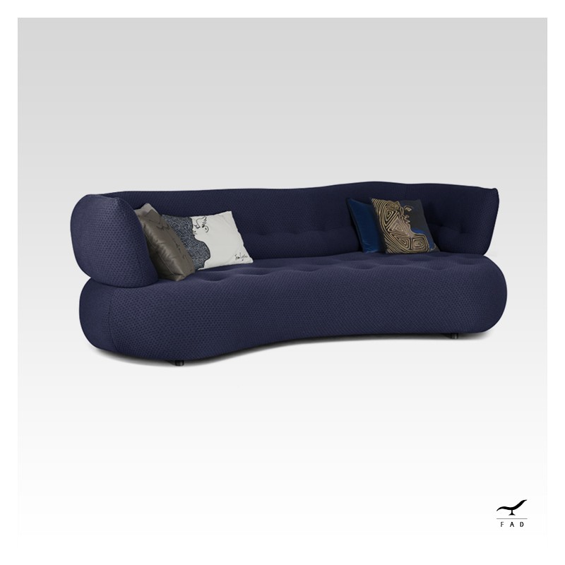 Elegant Crescent Design Sofa with Plush 'Mousse' Comfort | Black Metal Feet