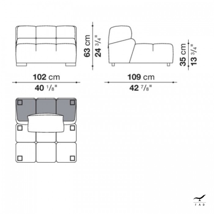 Sofa inspired by the Tufty Time model