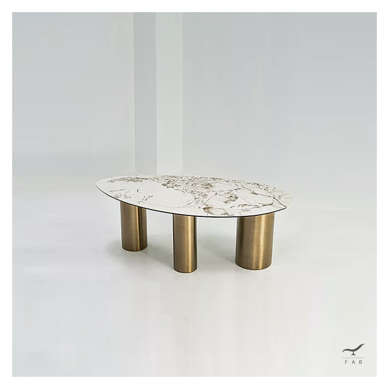 Lagos modern table in marble and chromed by Baxter