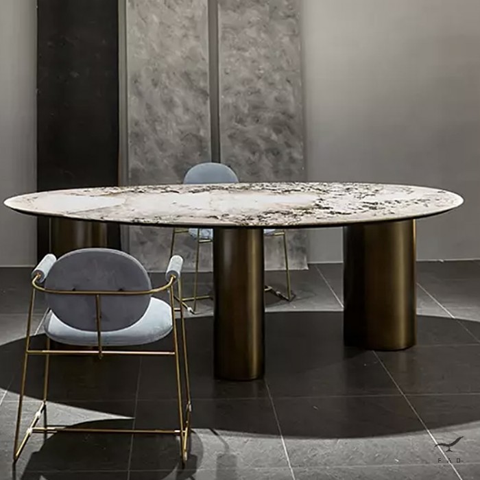 Lagos modern table in marble and chromed by Baxter
