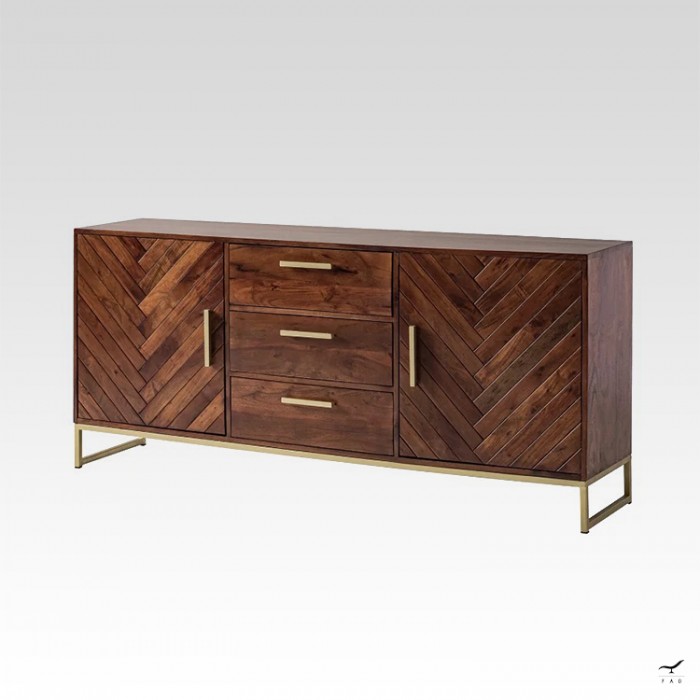 ROOF sideboard antique parquet gilded brass