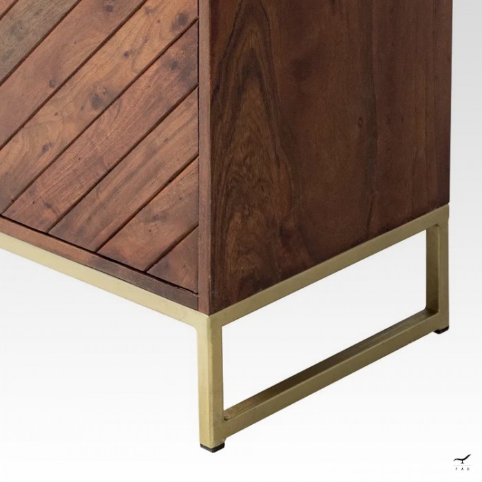 ROOF sideboard antique parquet gilded brass