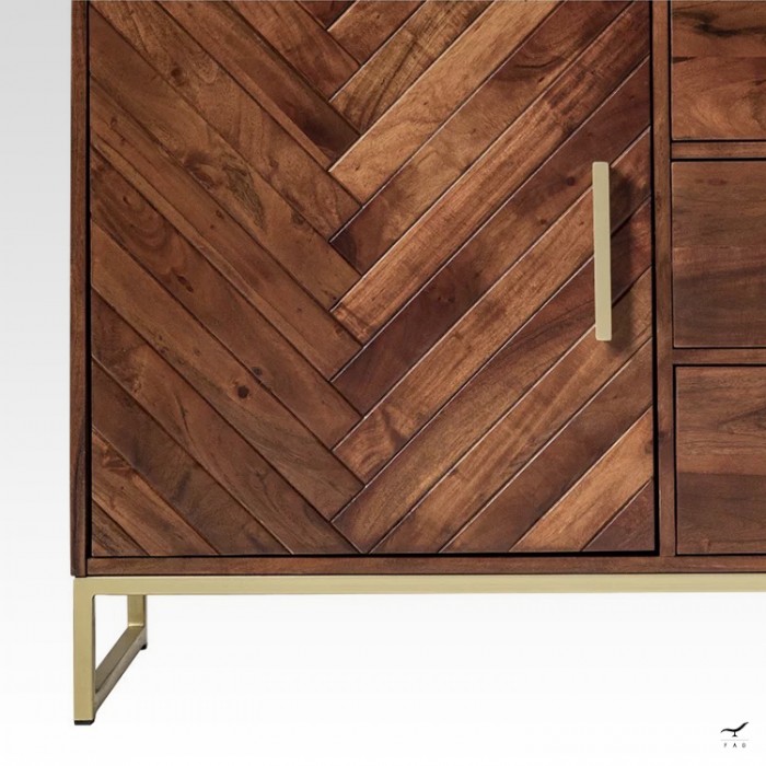 ROOF sideboard antique parquet gilded brass