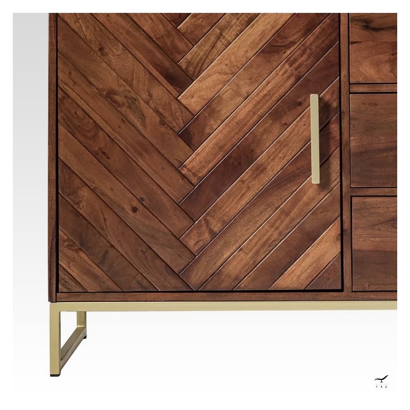 ROOF sideboard antique parquet gilded brass