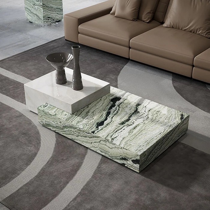 Customizable Marble and Geometric Coffee Table | Unique Design