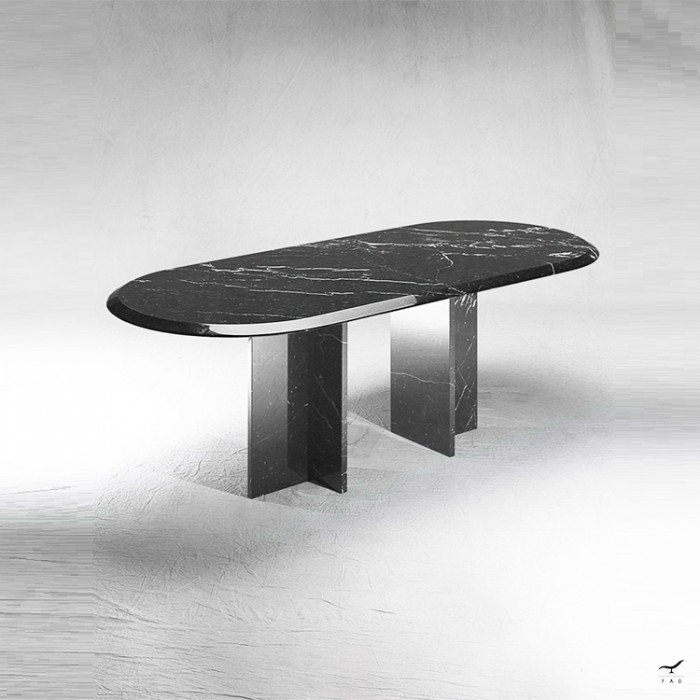MIRROR table made entirely of marble with a mirror shape