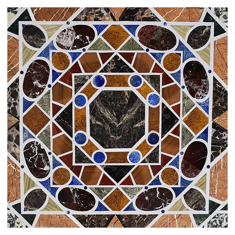 Tavolino in pietre dure: splendido marmo con disegno a spirali