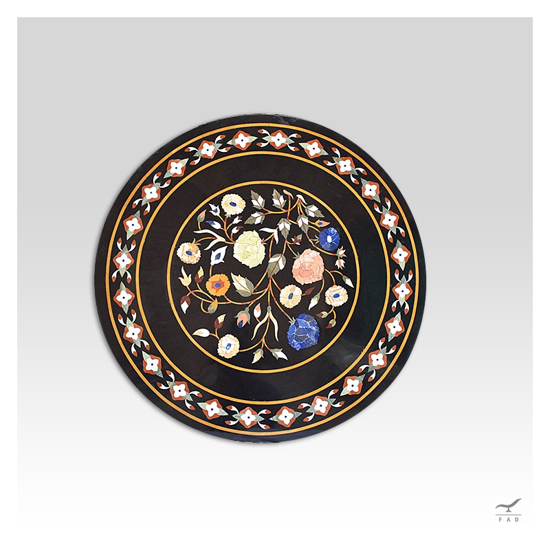 Tavolino tondo in pietre dure - Decorazione floreale - Tavolini rinascimento fiorentino