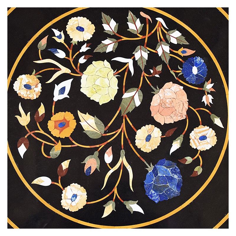 Tavolino tondo in pietre dure - Decorazione floreale - Tavolini rinascimento fiorentino