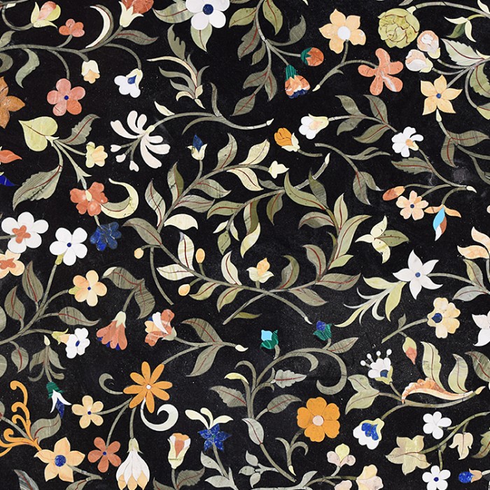Tavolo rettangolare in pietre dure - Decorazione floreale - Marmi - Stile rinascimentale fiorentino