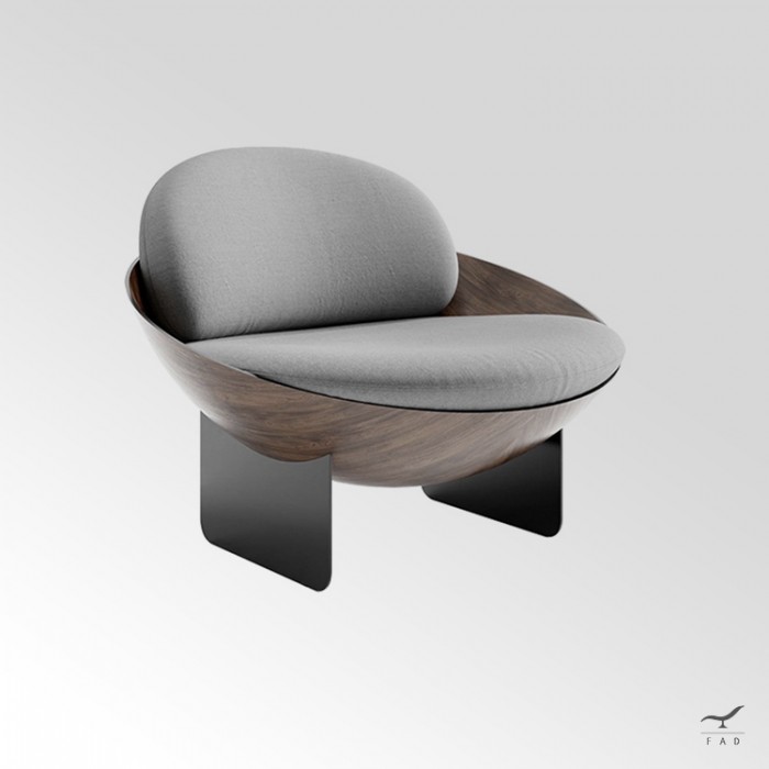 ACCENT armchair in steel and wooden seat