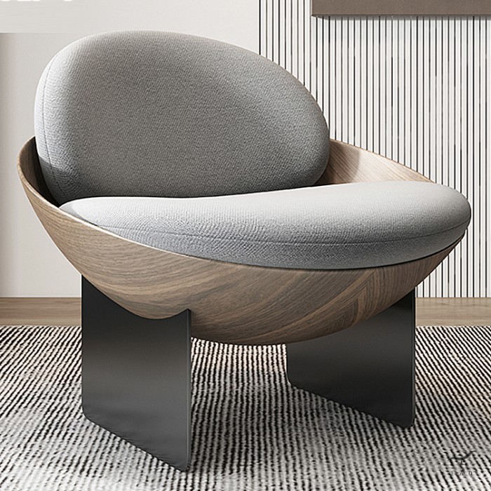 ACCENT armchair in steel and wooden seat