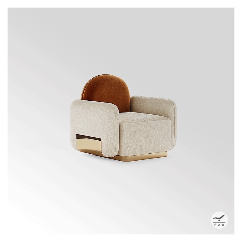 Poltrona Gerald in ottone quadrata | Seduta raffinata ed elegante