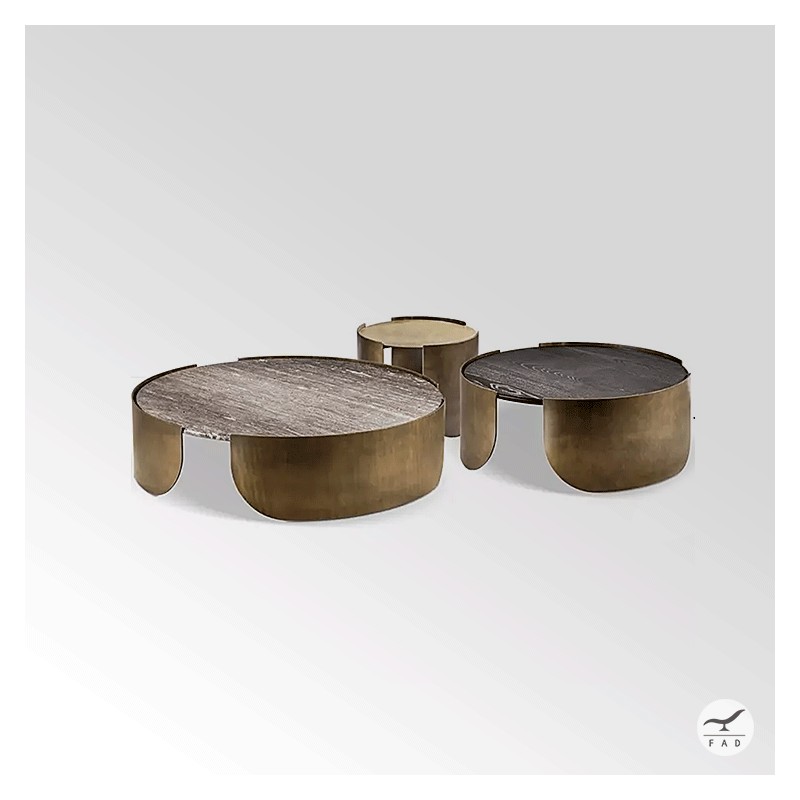 Luxurious Copper Coffee Tables with Marble or Wood Tops | Unique Design