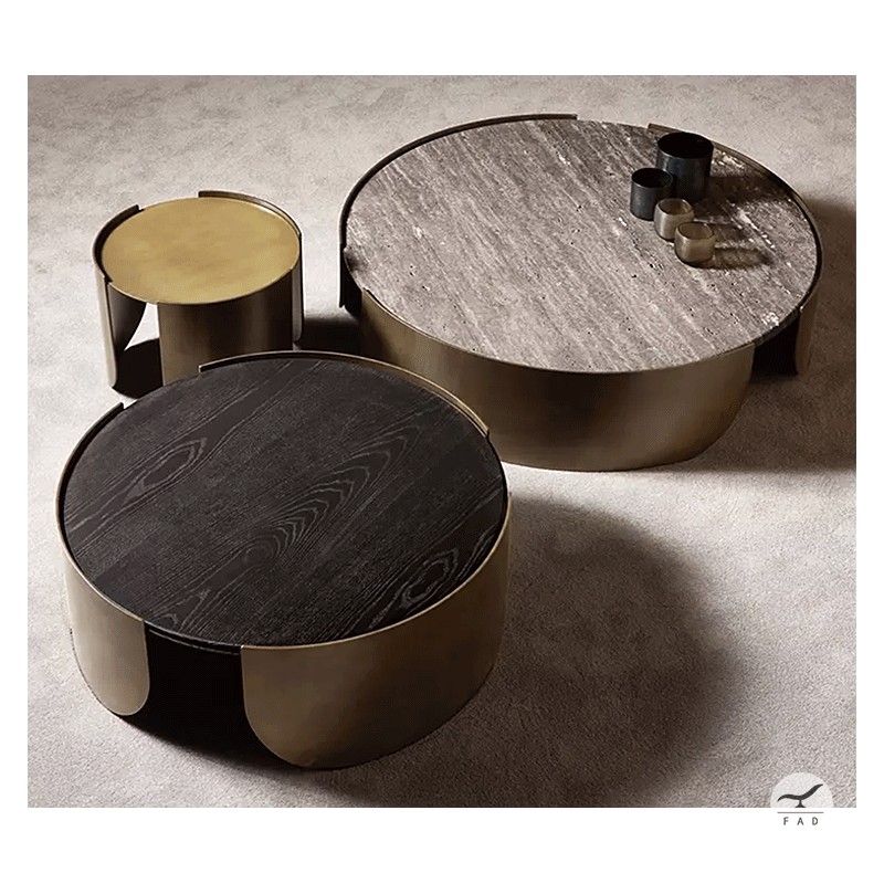 Luxurious Copper Coffee Tables with Marble or Wood Tops | Unique Design