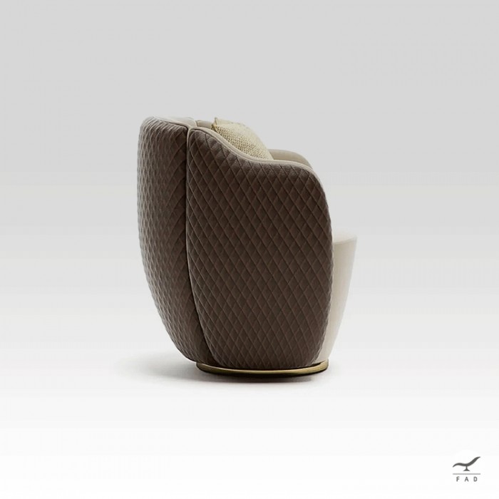 RANDY Armchair – Quilted luxury armchair with brass base for elegant interiors by FADesign