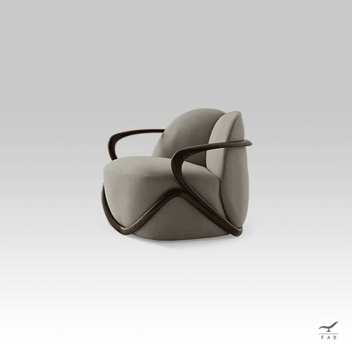MASON Armchair – Luxury wooden lounge chair with sculptural frame and upholstered seat for hotels and villas