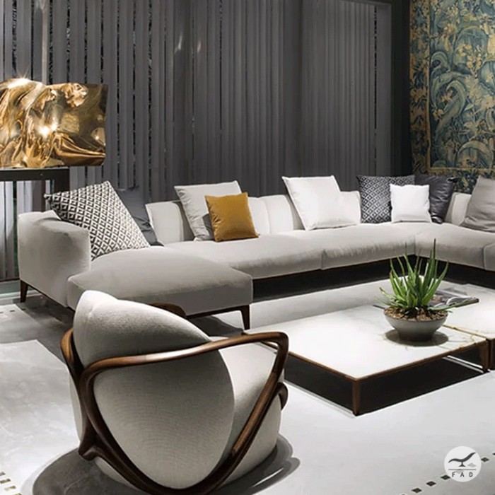 MASON Armchair – Luxury wooden lounge chair with sculptural frame and upholstered seat for hotels and villas