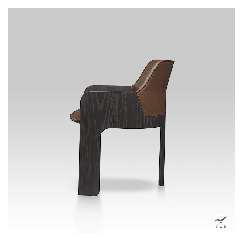MORRISON design chair in wood and leather