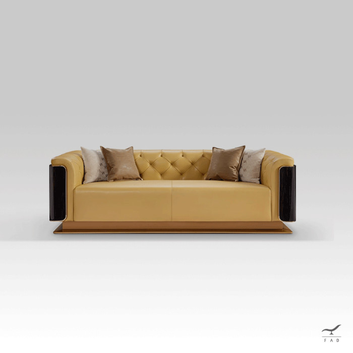 DUBAI Sofa | Brass, Walnut Root and Leather Luxury Sofa | FADesign
