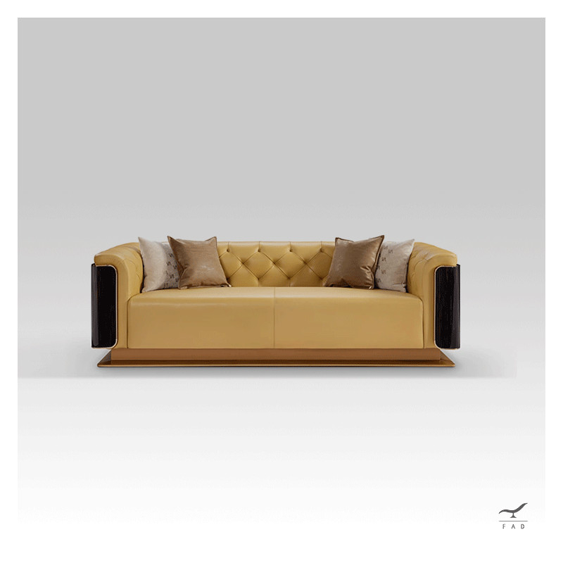 DUBAI Sofa | Brass, Walnut Root and Leather Luxury Sofa | FADesign