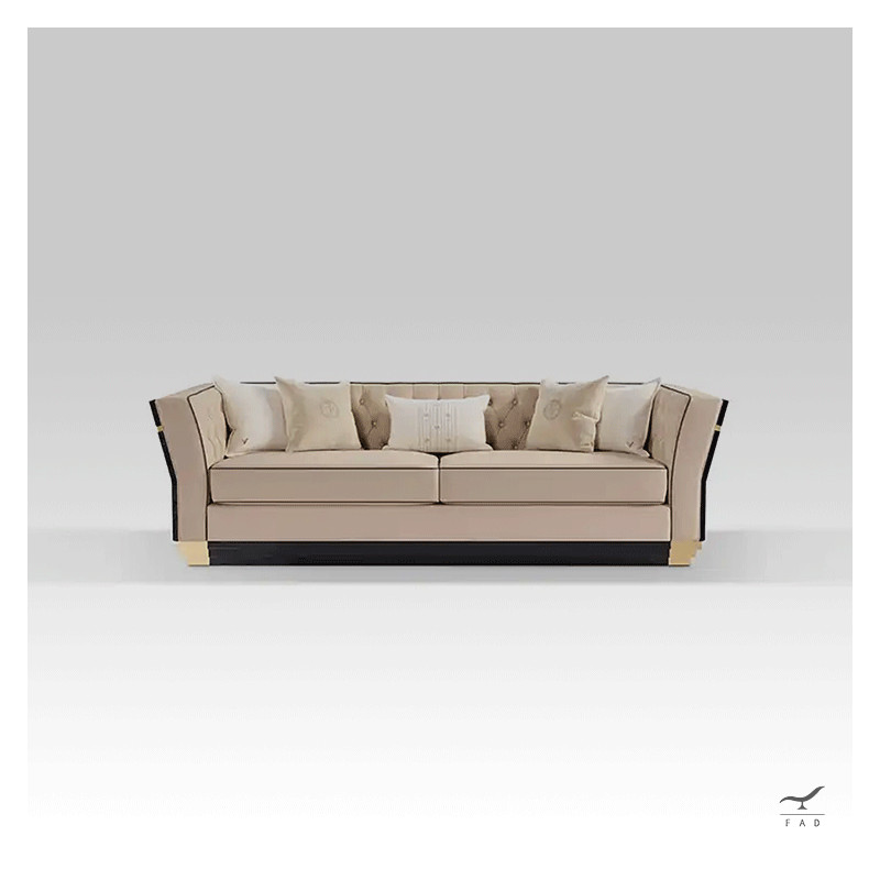 PARIS Sofa | Brass, Walnut and Leather Luxury Sofa | FADesign