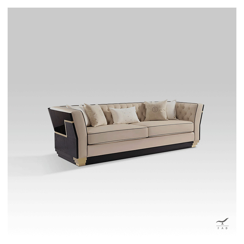 PARIS Sofa | Brass, Walnut and Leather Luxury Sofa | FADesign