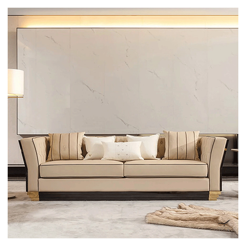 PARIS Sofa | Brass, Walnut and Leather Luxury Sofa | FADesign
