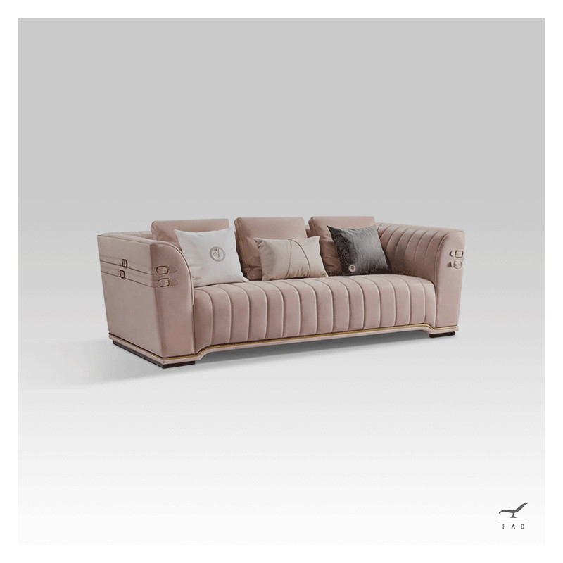 MUNICH Sofa | Elegant Modern Sofa with Brass Belts and Curved Armrests | FADesign