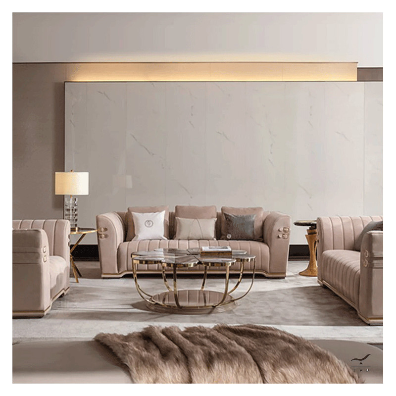 MUNICH Sofa | Elegant Modern Sofa with Brass Belts and Curved Armrests | FADesign