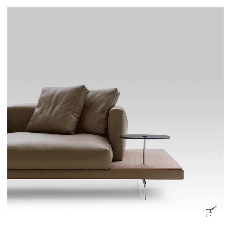 PRAGA Sofa | Luxury Linear Sofa with Leather Details and Steel Legs | FADesign