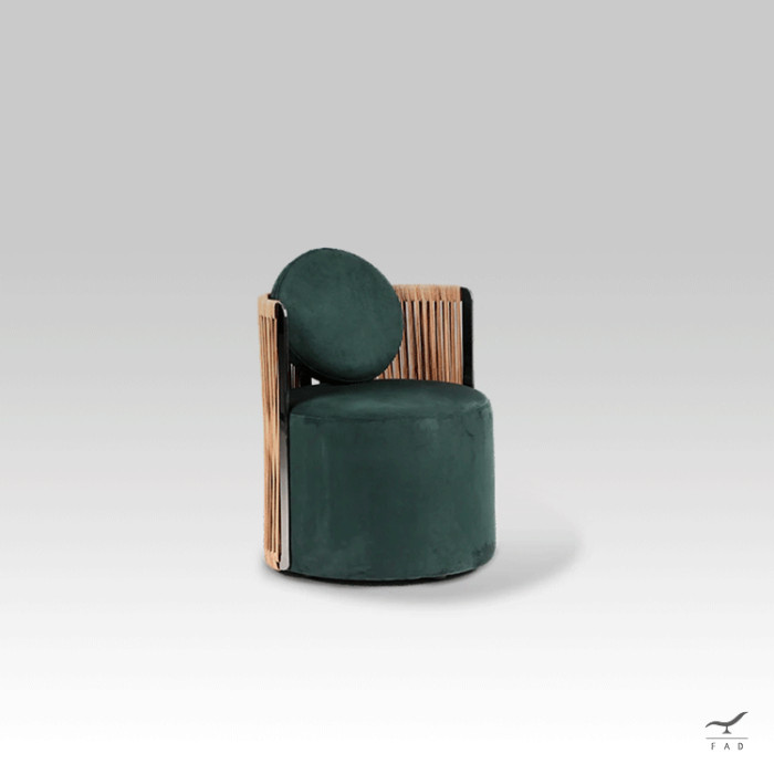MARTIN Armchair with leather rope backrest and minimalist frame for luxury interiors