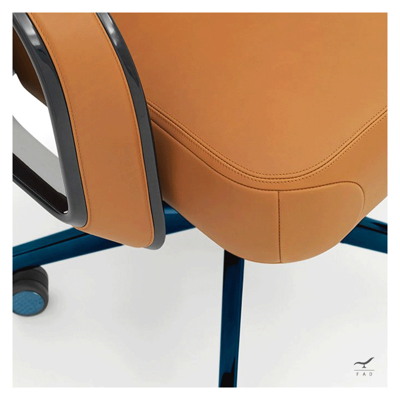 Luxury Blue Leather Office Chair with Carbon Fiber | Customizable - Ideal for Elegant Offices