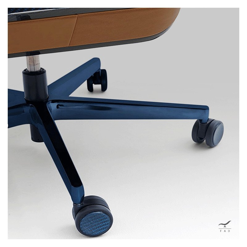 Luxury Blue Leather Office Chair with Carbon Fiber | Customizable - Ideal for Elegant Offices