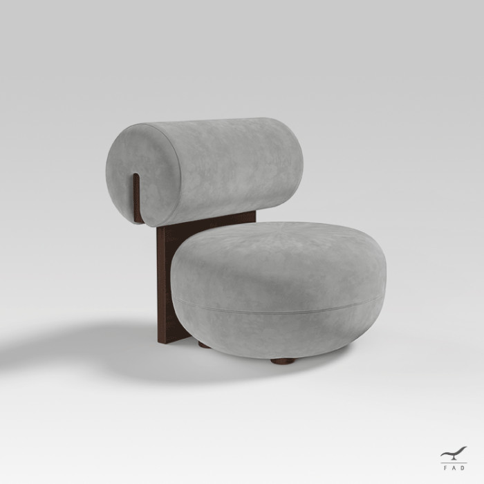 Marvin armchair with wood frame and geometric design for luxury living rooms