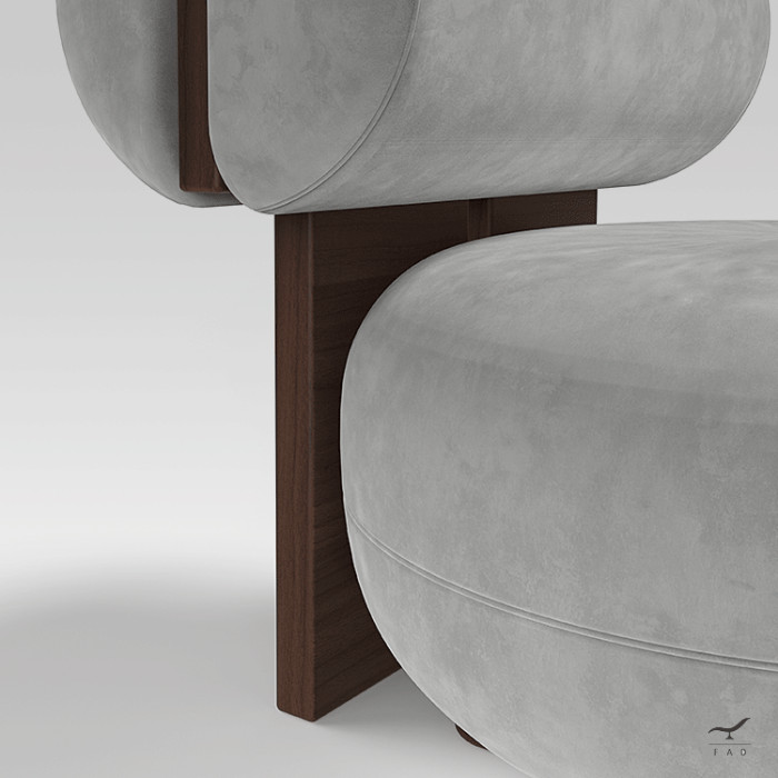 Marvin armchair with wood frame and geometric design for luxury living rooms
