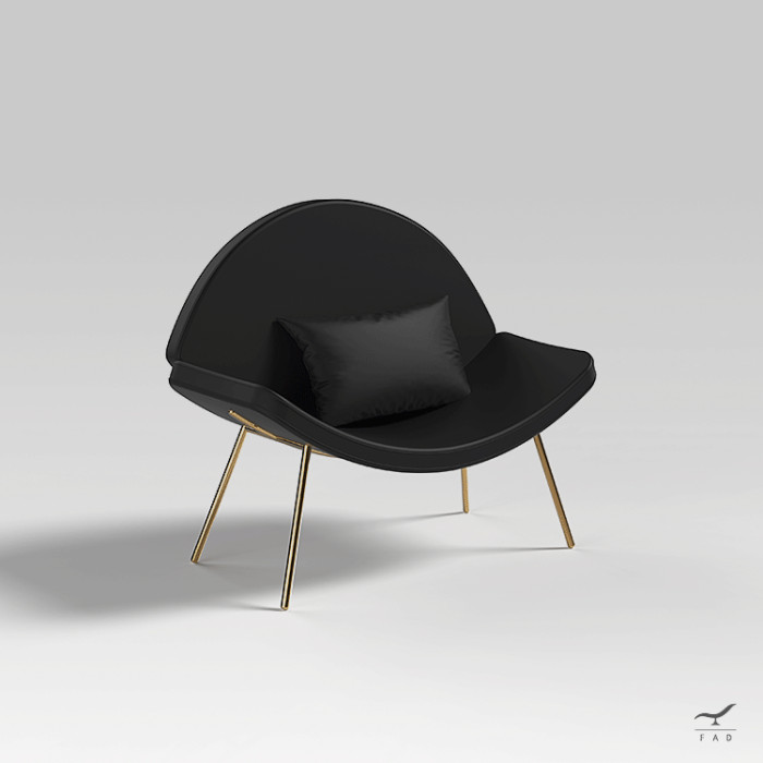 Ike modern design chair with metal legs and faux leather seat