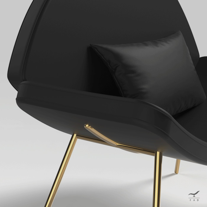 Ike modern design chair with metal legs and faux leather seat