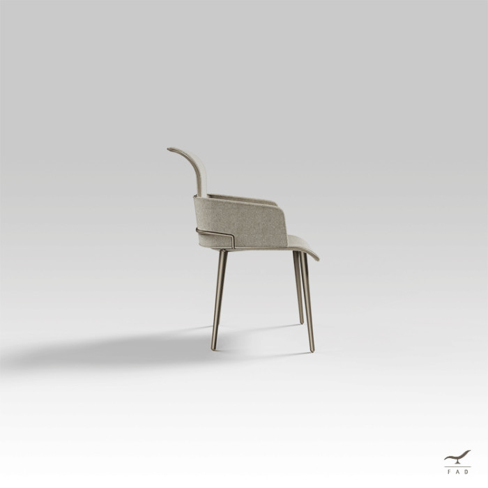 MERCURY designer chair with curved back and metal edges