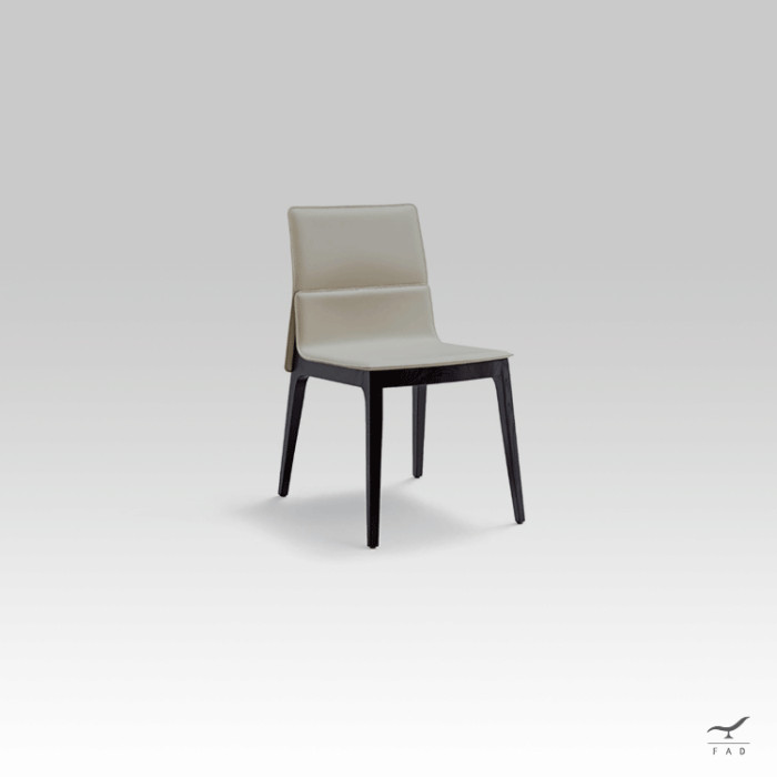 JOHN designer chair in leather and wood finish