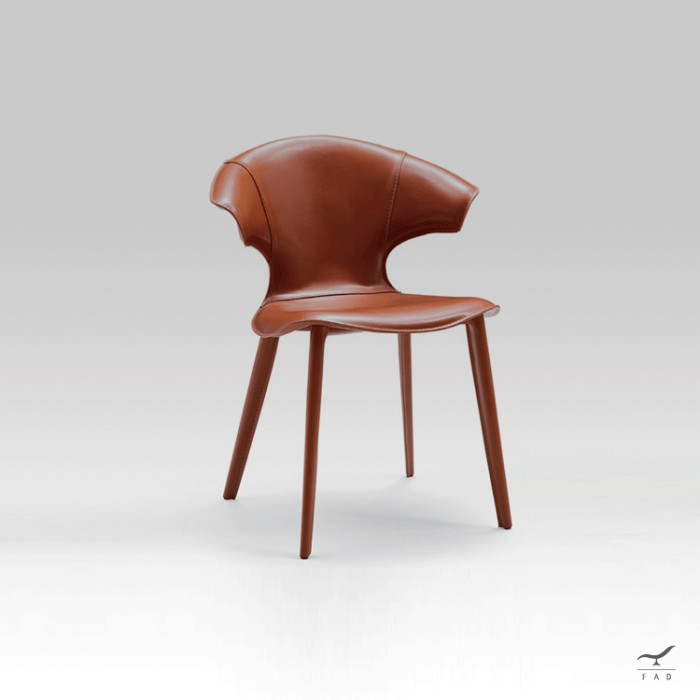 FINLEY chair with tapered legs and sculpted backrest