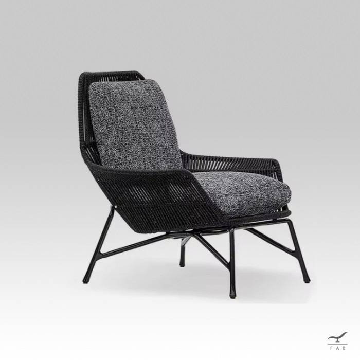 DOMINO outdoor armchair with footrest
