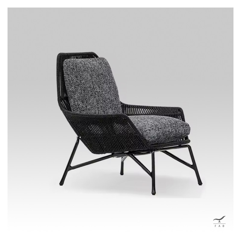 DOMINO outdoor armchair with footrest