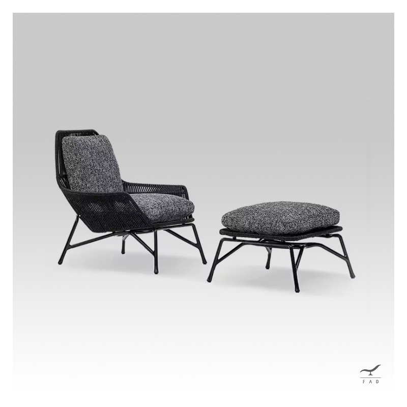 DOMINO luxury outdoor armchair & footstool set for villas and hotels